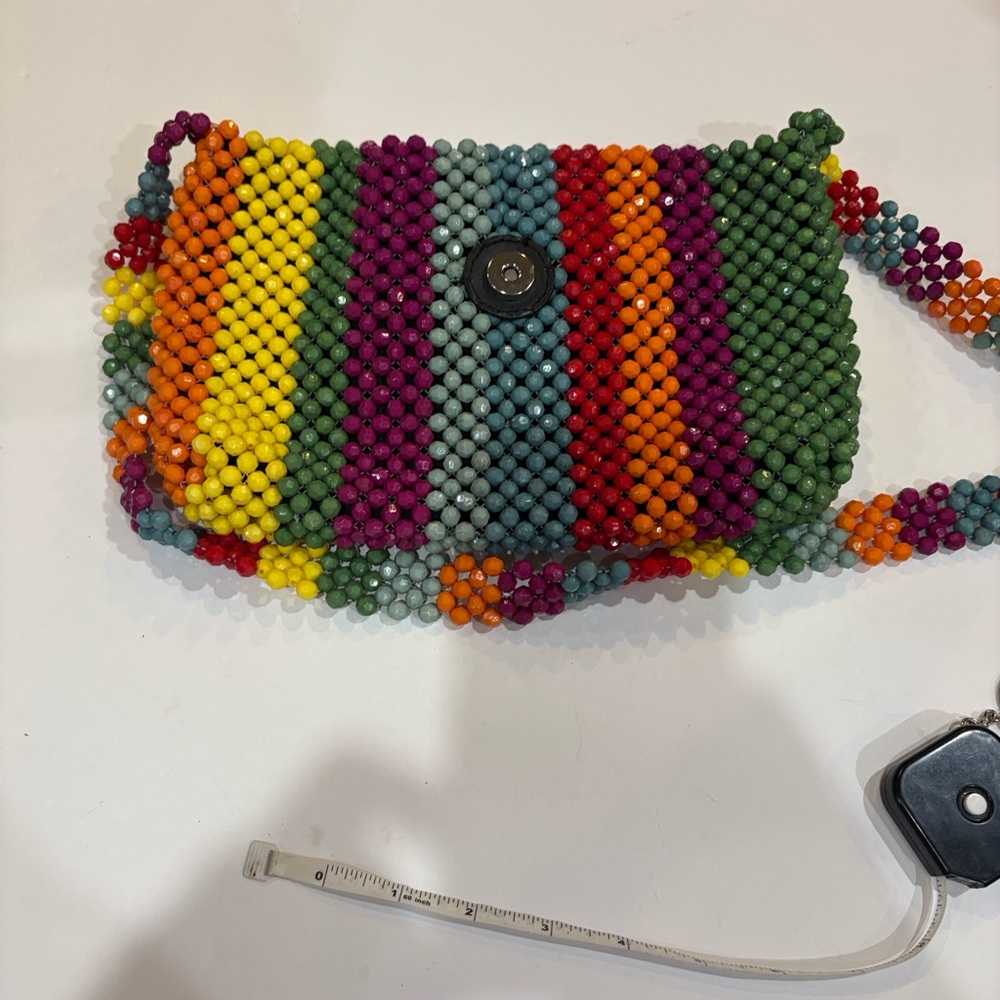 Cynthia Rowley Colorful Beaded Shoulder Bag Boho Festival Statement Purse. - Picture 4 of 6